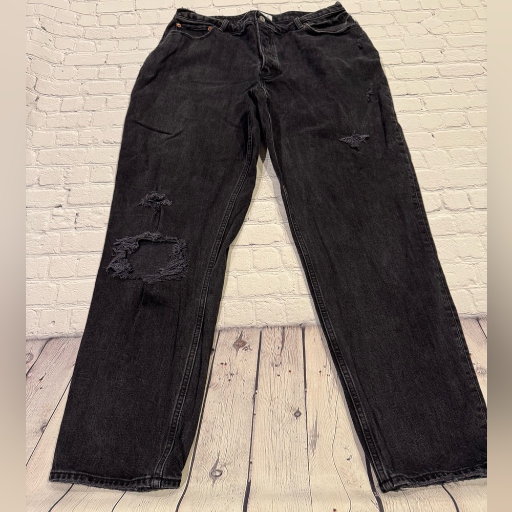 Abercrombie & Fitch High-Rise Distressed Black Jeans